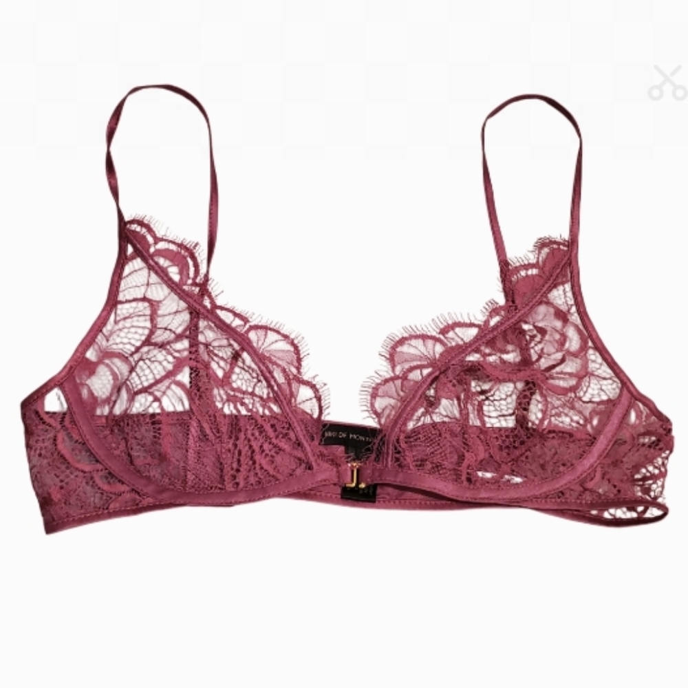 Kiki De Montparnasse Coquette Sheer Lace Demi Soft Bra French Violet XS